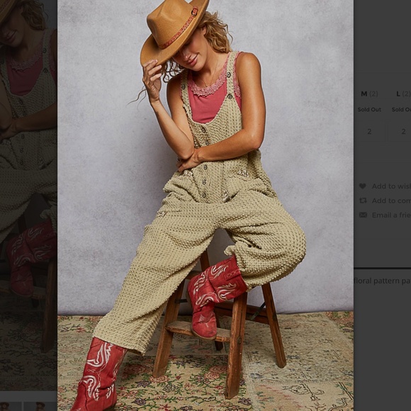 POL “ Amanda ” POL Textured Twill Overall Jumpsuit Romper One Piece 90 - Picture 4 of 6